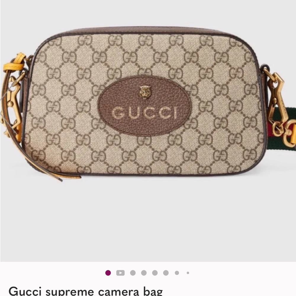Gucci GG Pattern Camera Bag in Brown and Tan